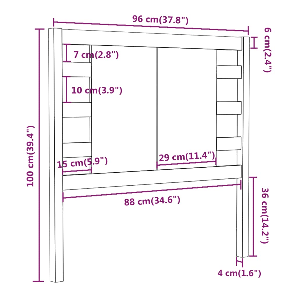 Hoofdbord 96X4X00 Cm Massief Grenenhout 96 x 100 cm Grijs