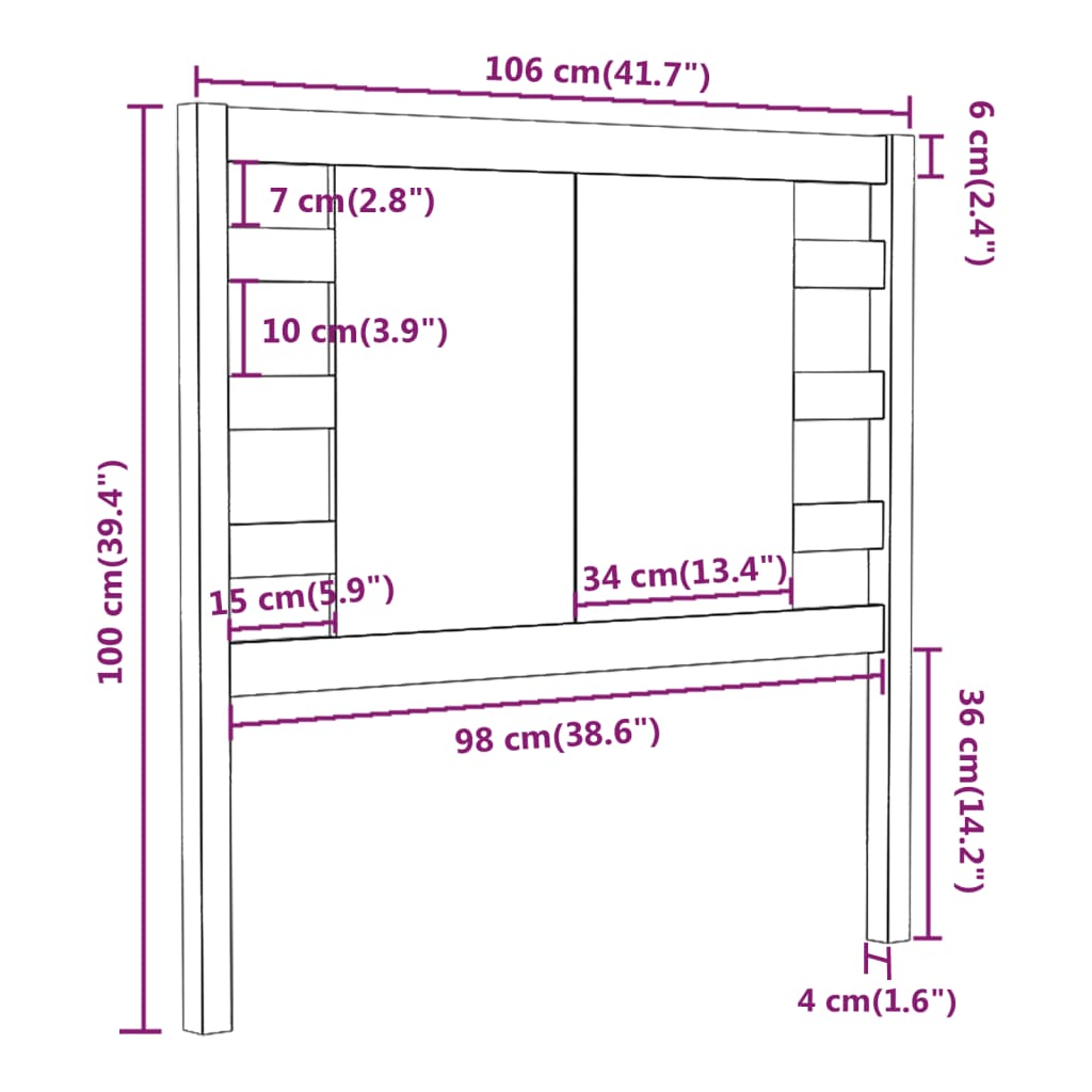 Hoofdbord 06X4X00 Cm Massief Grenenhout 106 x 100 cm Honingbruin