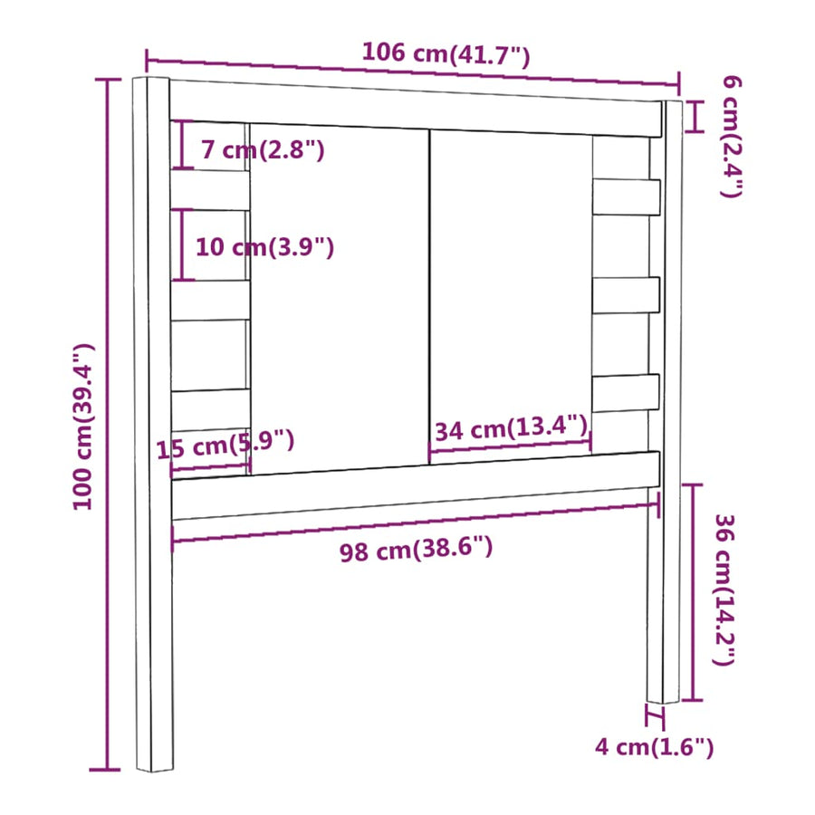 Hoofdbord 06X4X00 Cm Massief Grenenhout 106 x 100 cm Honingbruin