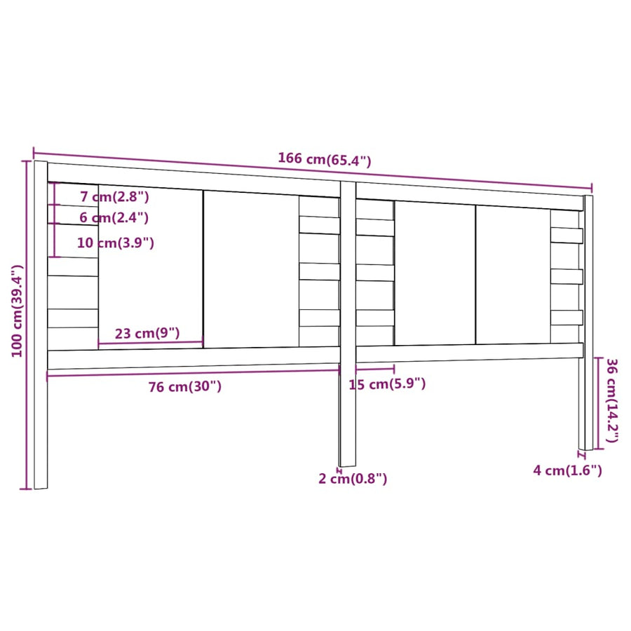 Hoofdbord 66X4X00 Cm Massief Grenenhout 166 x 100 cm Grijs