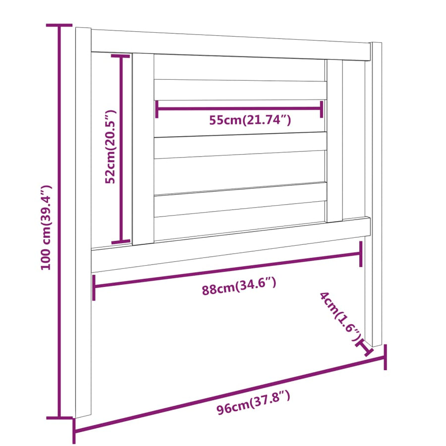 Hoofdbord 96X4X100 Cm Massief Grenenhout Zwart