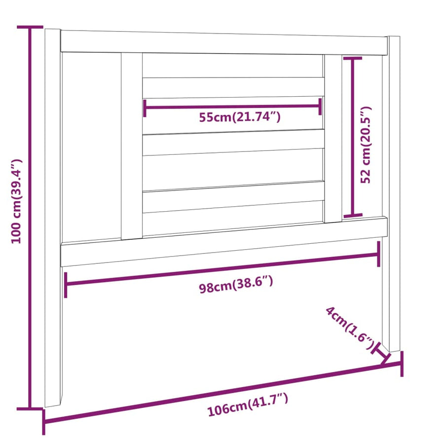 Hoofdbord 106X4X100 Cm Massief Grenenhout Grijs