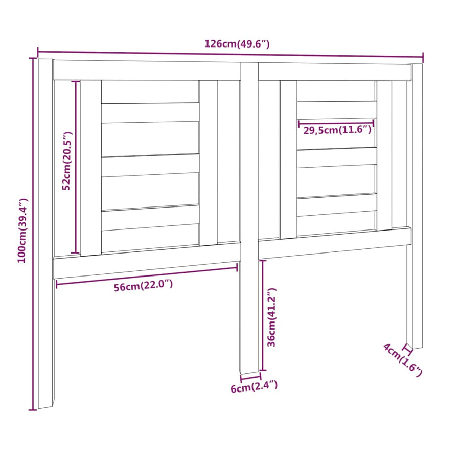 Hoofdbord 126X4X100 Cm Massief Grenenhout
