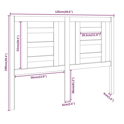 Hoofdbord 126X4X100 Cm Massief Grenenhout Wit