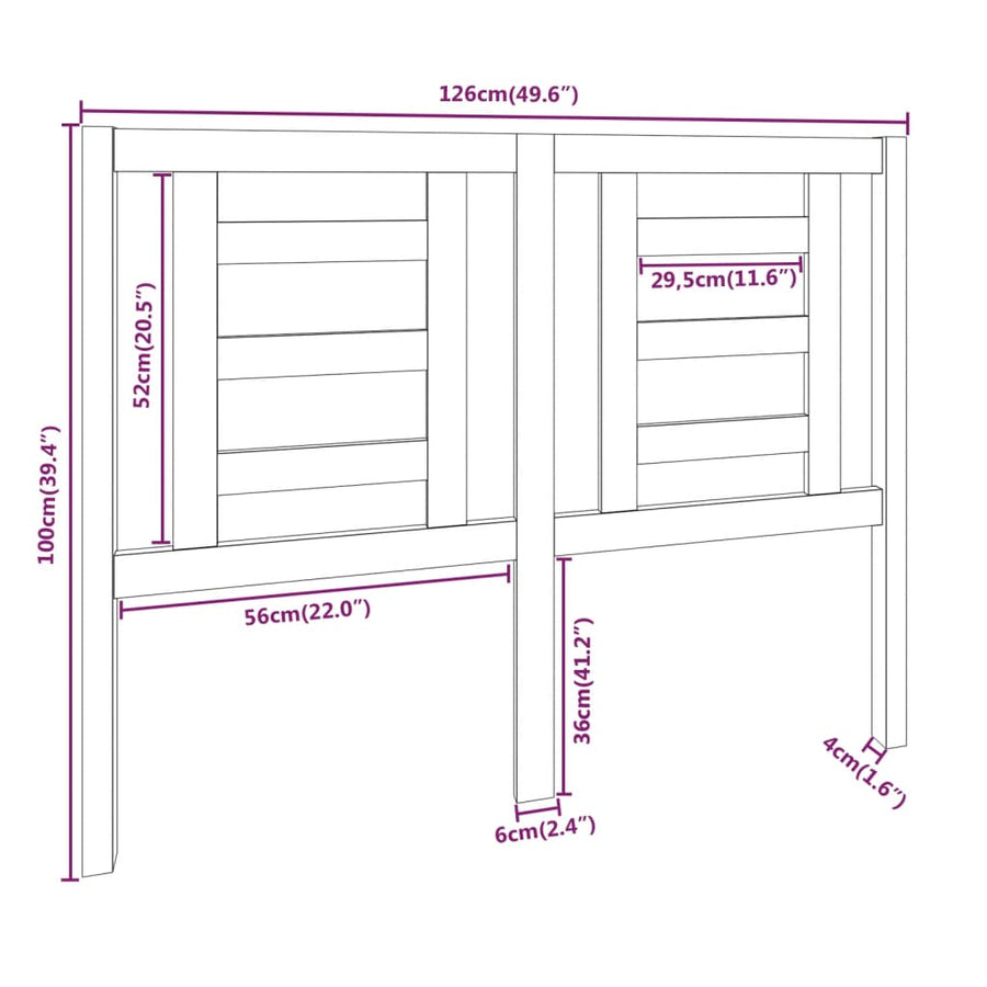 Hoofdbord 126X4X100 Cm Massief Grenenhout Wit