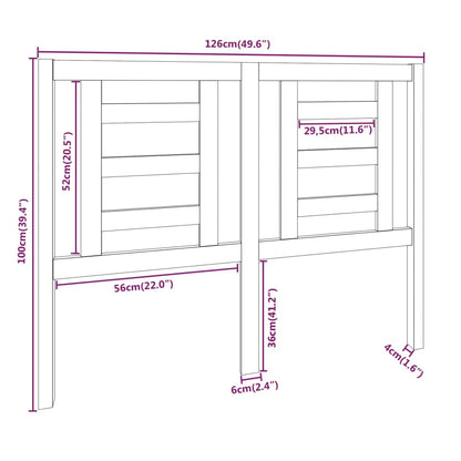 Hoofdbord 126X4X100 Cm Massief Grenenhout Grijs
