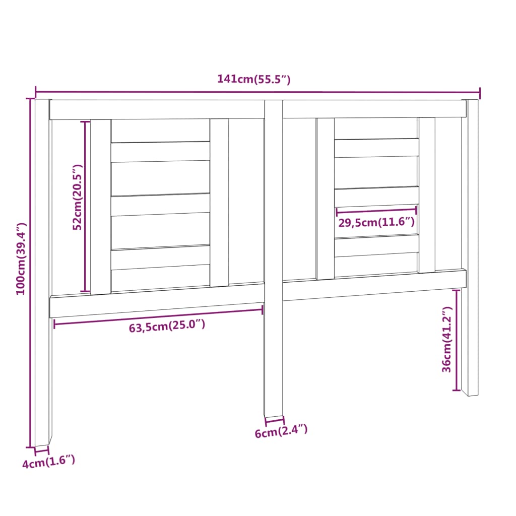 Hoofdbord 141X4X100 Cm Massief Grenenhout Honingbruin