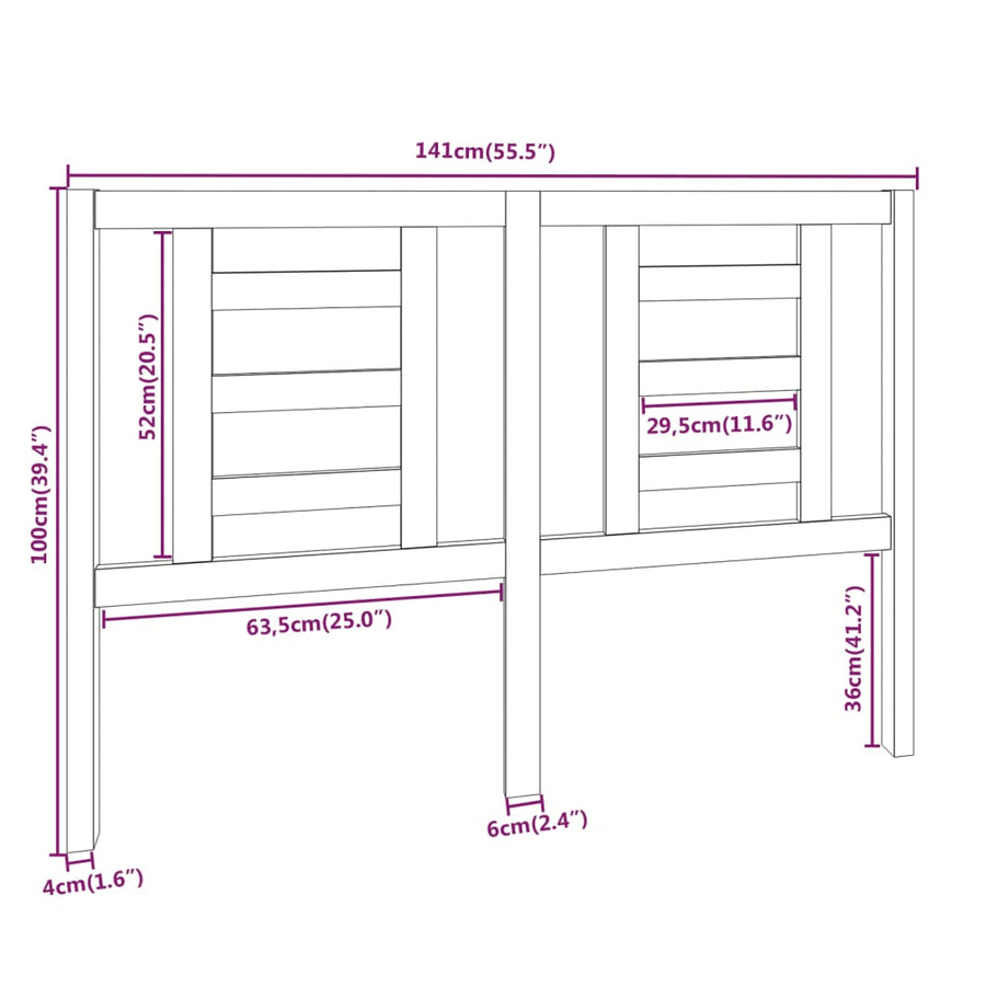 Hoofdbord 141X4X100 Cm Massief Grenenhout Honingbruin