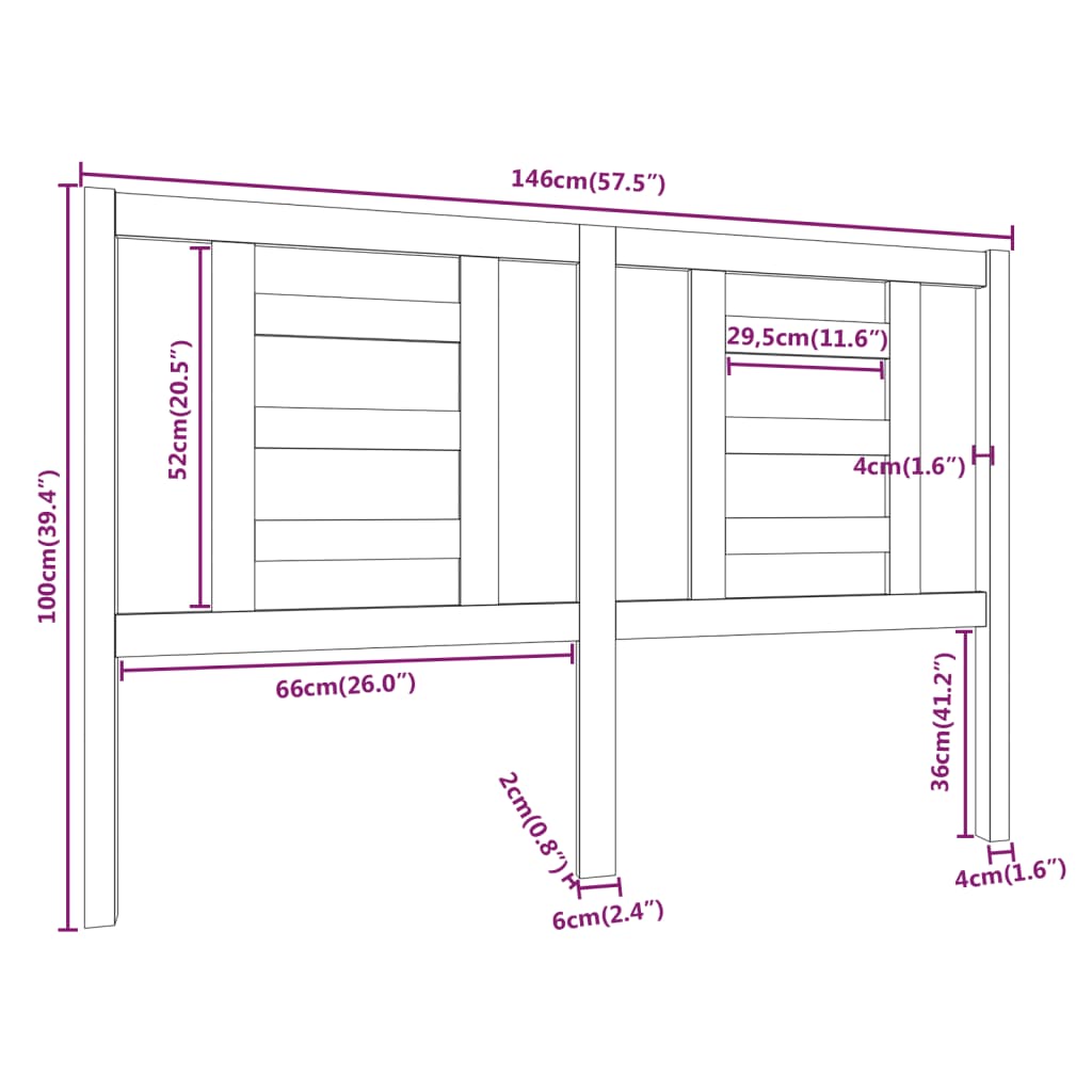 Hoofdbord 146X4X100 Cm Massief Grenenhout