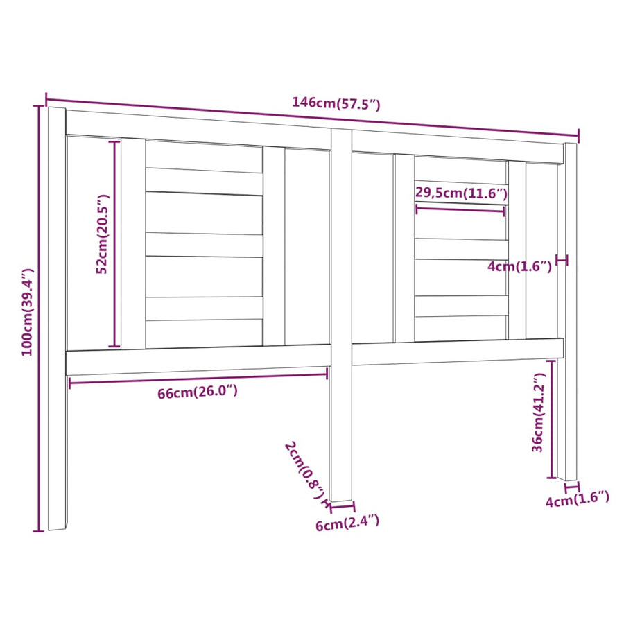Hoofdbord 146X4X100 Cm Massief Grenenhout