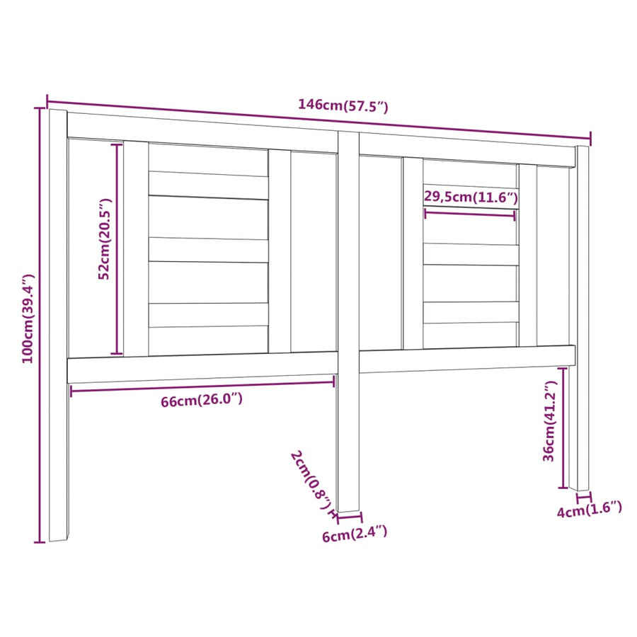 Hoofdbord 146X4X100 Cm Massief Grenenhout Honingbruin