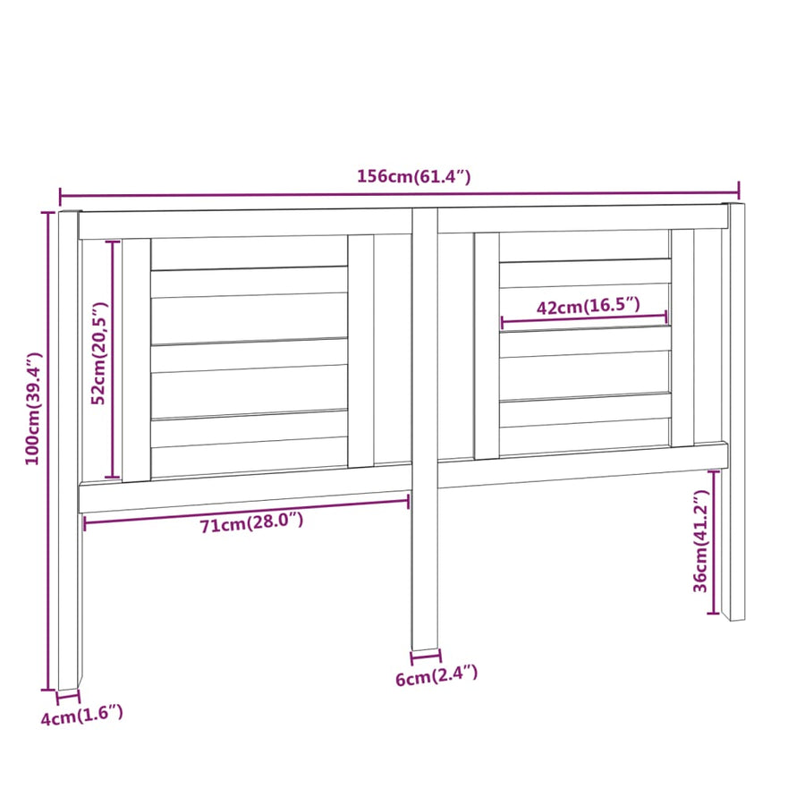 Hoofdbord 156X4X100 Cm Massief Grenenhout