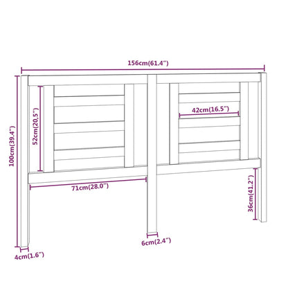 Hoofdbord 156X4X100 Cm Massief Grenenhout Honingbruin
