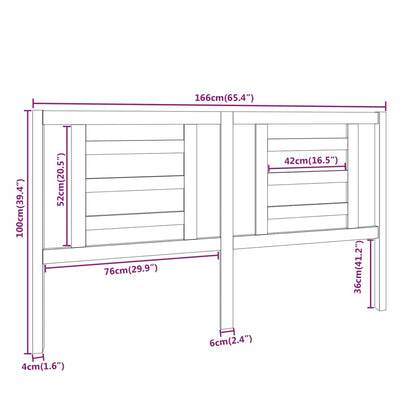Hoofdbord 166X4X100 Cm Massief Grenenhout Wit
