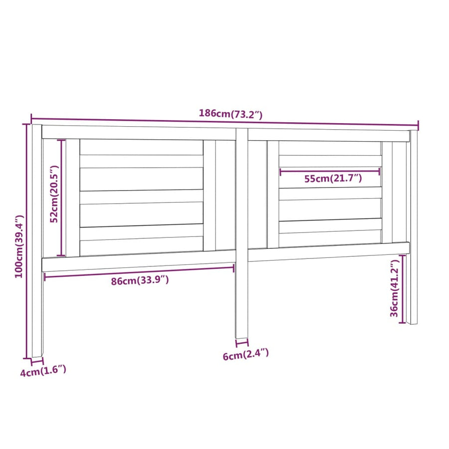 Hoofdbord 186X4X100 Cm Massief Grenenhout Wit