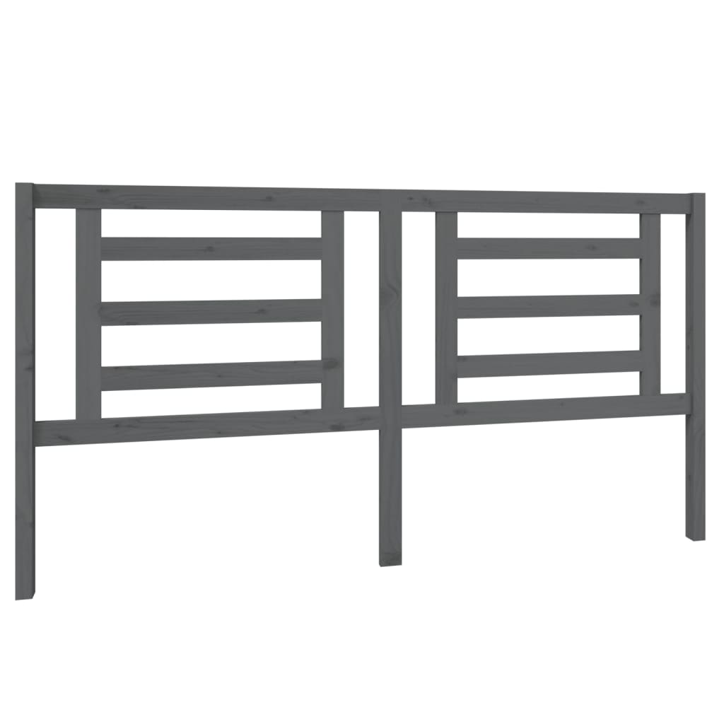 Hoofdbord 186X4X100 Cm Massief Grenenhout Grijs