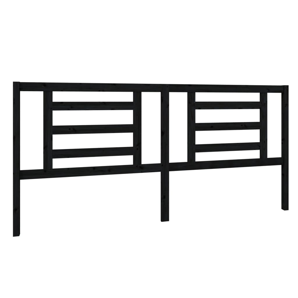 Hoofdbord 206X4X100 Cm Massief Grenenhout Zwart