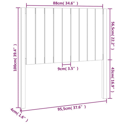 Hoofdbord 95,5X4X00 Cm Massief Grenenhout 95.5 x 100 cm Zwart