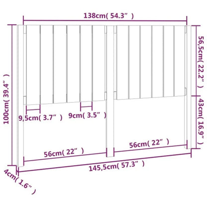 Hoofdbord 45,5X4X00 Cm Massief Grenenhout 145.5 x 100 cm Zwart