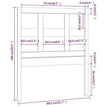 Hoofdbord 80,5X4X00 Cm Massief Grenenhout 80.5 x 100 cm Grijs
