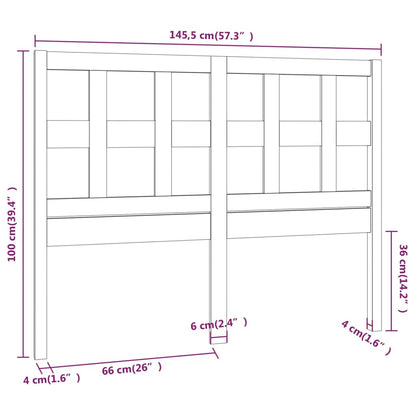 Hoofdbord 45,5X4X00 Cm Massief Grenenhout 145.5 x 100 cm Zwart