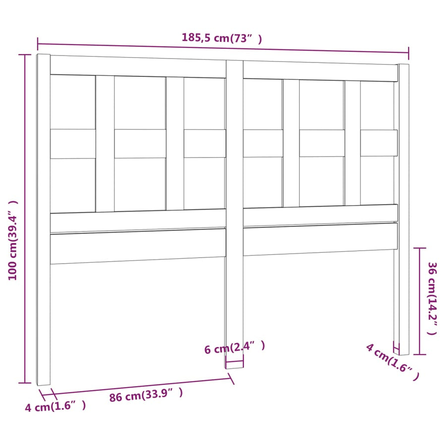 Hoofdbord 85,5X4X00 Cm Massief Grenenhout 185.5 x 100 cm Honingbruin