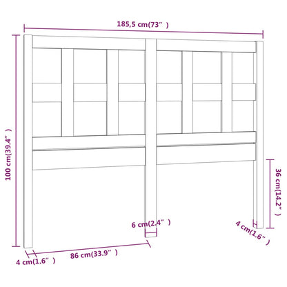 Hoofdbord 85,5X4X00 Cm Massief Grenenhout 185.5 x 100 cm Zwart