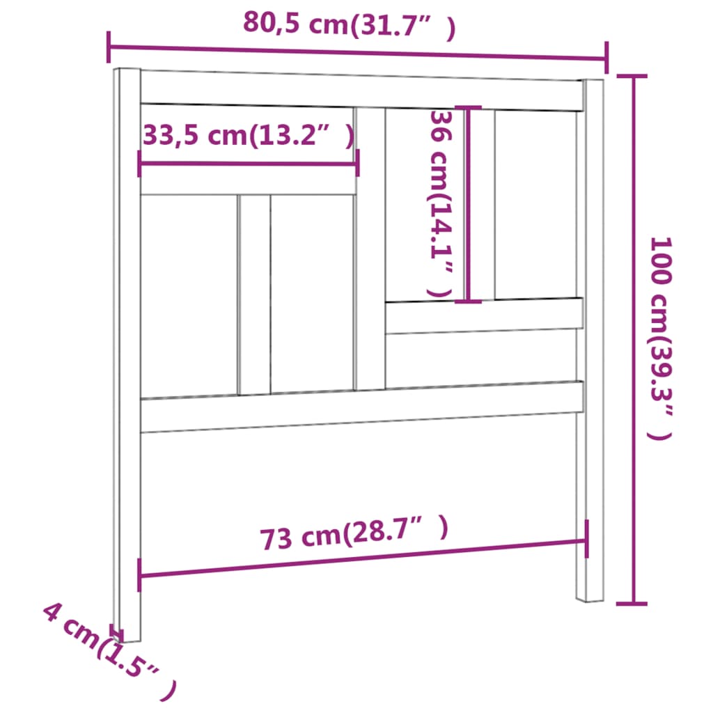 Hoofdbord 80,5X4X00 Cm Massief Grenenhout 80.5 x 100 cm Honingbruin