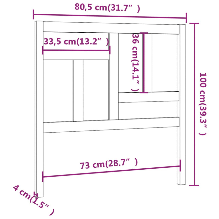 Hoofdbord 80,5X4X00 Cm Massief Grenenhout 80.5 x 100 cm Honingbruin