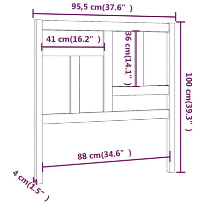 Hoofdbord 95,5X4X00 Cm Massief Grenenhout 95.5 x 100 cm Zwart