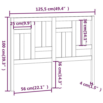 Hoofdbord 25,5X4X00 Cm Massief Grenenhout 125.5 x 100 cm Grijs