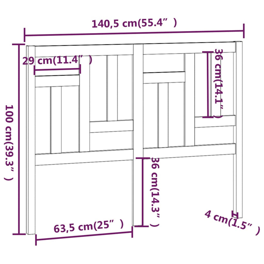 Hoofdbord 40,5X4X00 Cm Massief Grenenhout 140.5 x 100 cm Naturel