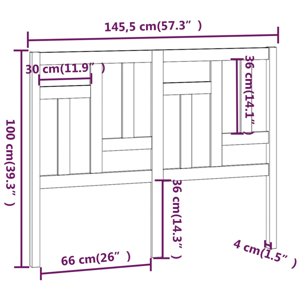Hoofdbord 45,5X4X00 Cm Massief Grenenhout 145.5 x 100 cm Wit