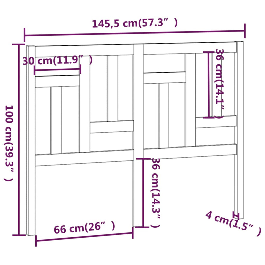 Hoofdbord 45,5X4X00 Cm Massief Grenenhout 145.5 x 100 cm Wit