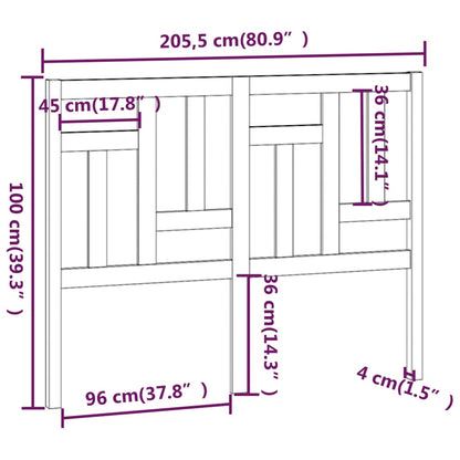 Hoofdbord 205,5x4x100 cm massief grenenhout zwart