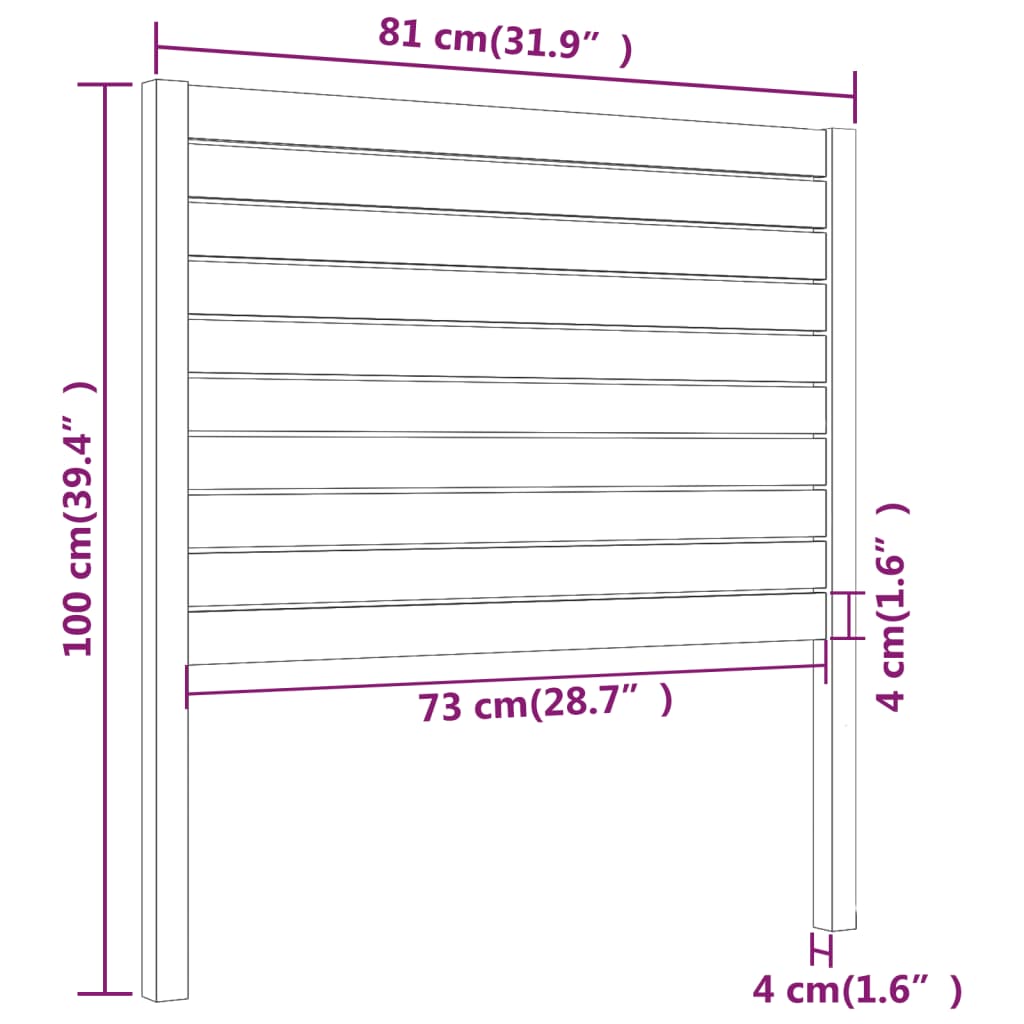 Hoofdbord 8X4X00 Cm Massief Grenenhout 81 x 100 cm Wit
