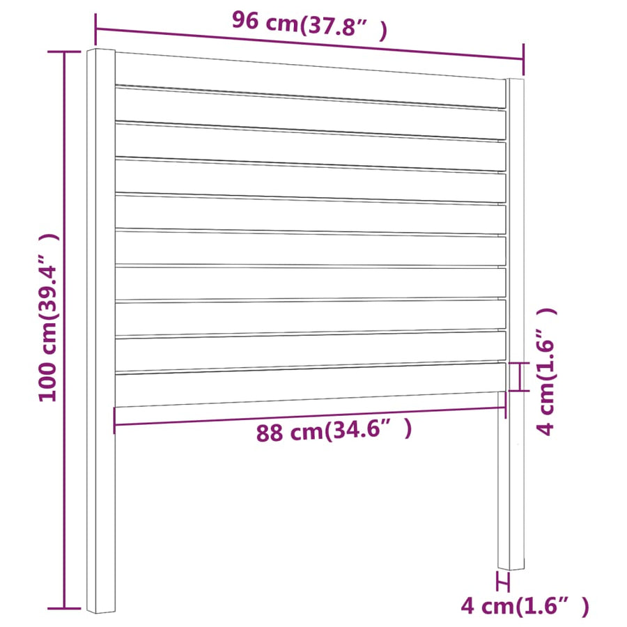Hoofdbord 96X4X100 Cm Massief Grenenhout 96 x 100 cm Wit