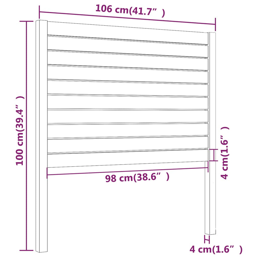 Hoofdbord 06X4X00 Cm Massief Grenenhout 106 x 100 cm Honingbruin