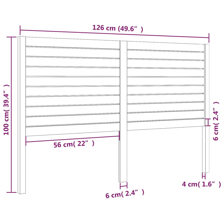 Hoofdbord 26X4X00 Cm Massief Grenenhout 126 x 100 cm Zwart