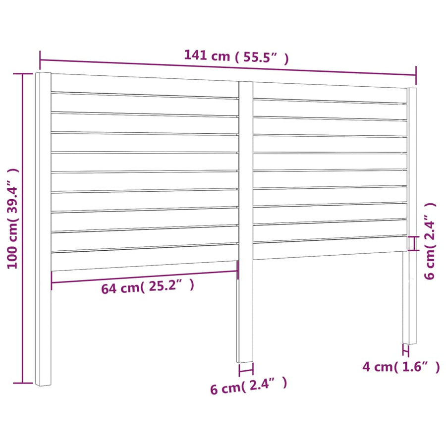 Hoofdbord 4X4X00 Cm Massief Grenenhout 141 x 100 cm Zwart