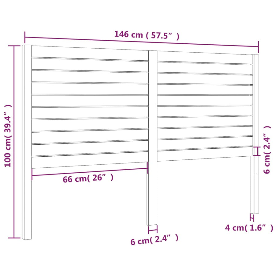 Hoofdbord 46X4X00 Cm Massief Grenenhout 146 x 100 cm Naturel