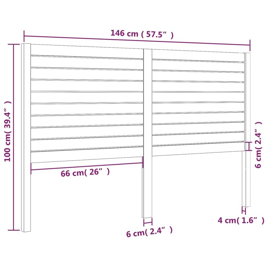 Hoofdbord 46X4X00 Cm Massief Grenenhout 146 x 100 cm Zwart