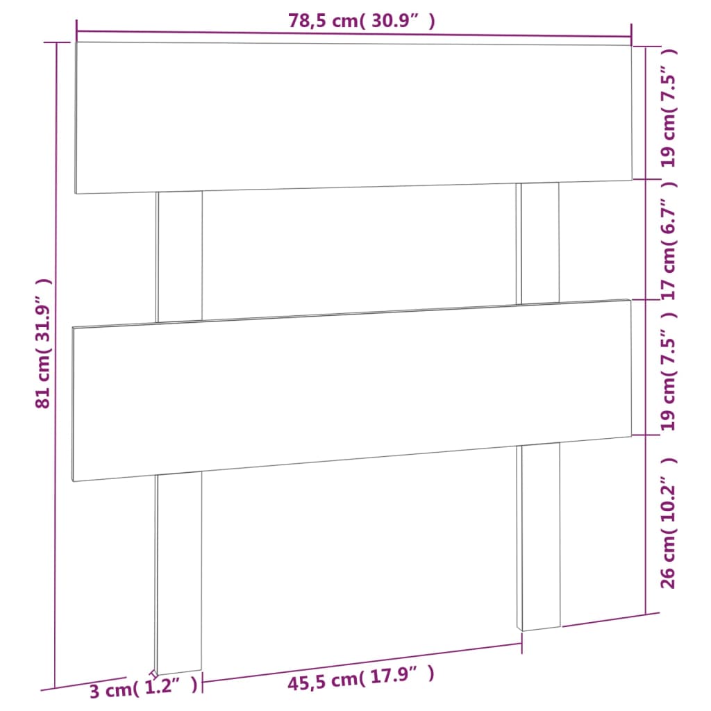Hoofdbord 78,5X3X81 Cm Massief Grenenhout