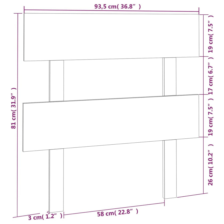 Hoofdbord 93,5X3X81 Cm Massief Grenenhout