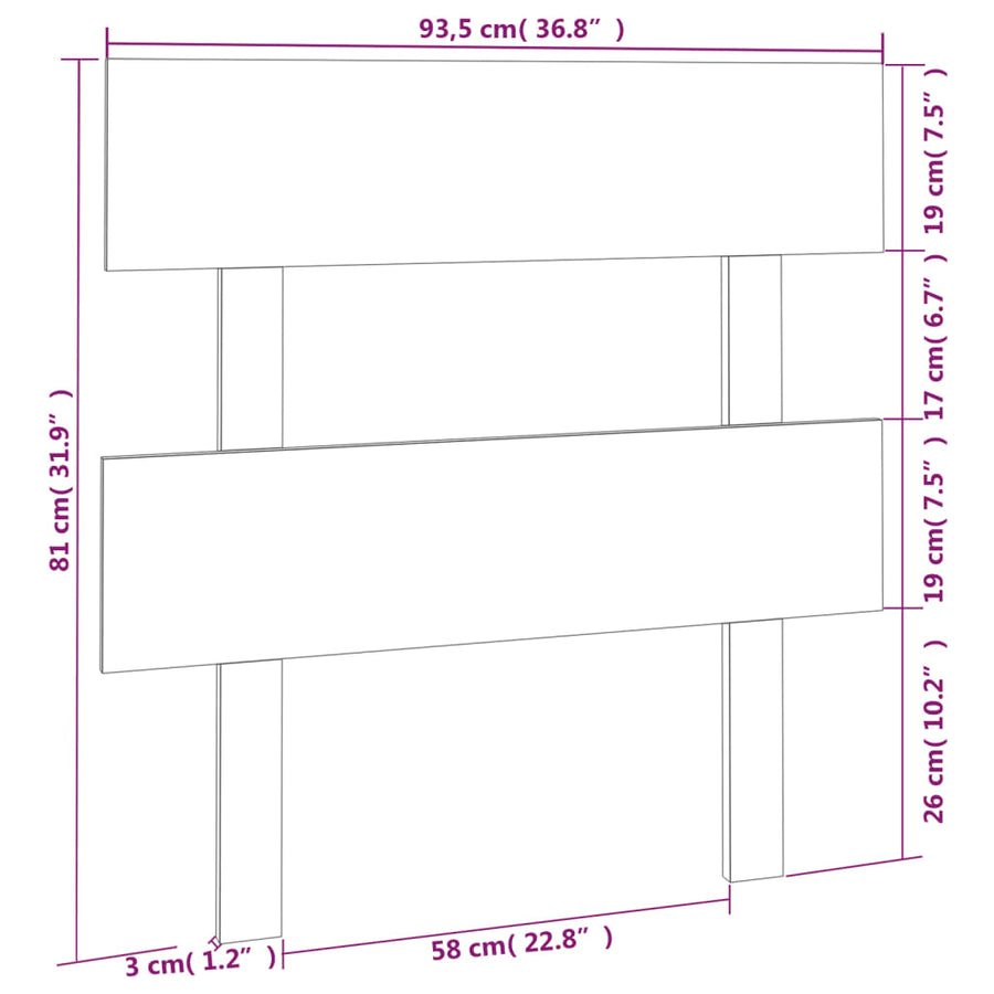 Hoofdbord 93,5X3X81 Cm Massief Grenenhout Wit