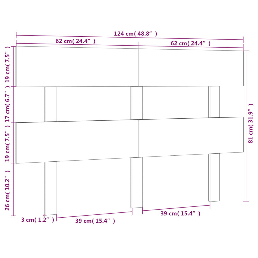 Hoofdbord 124X3X81 Cm Massief Grenenhout Wit