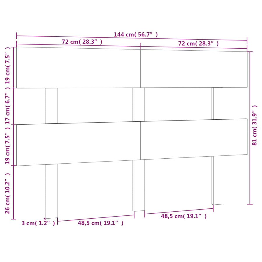 Hoofdbord 144X3X81 Cm Massief Grenenhout