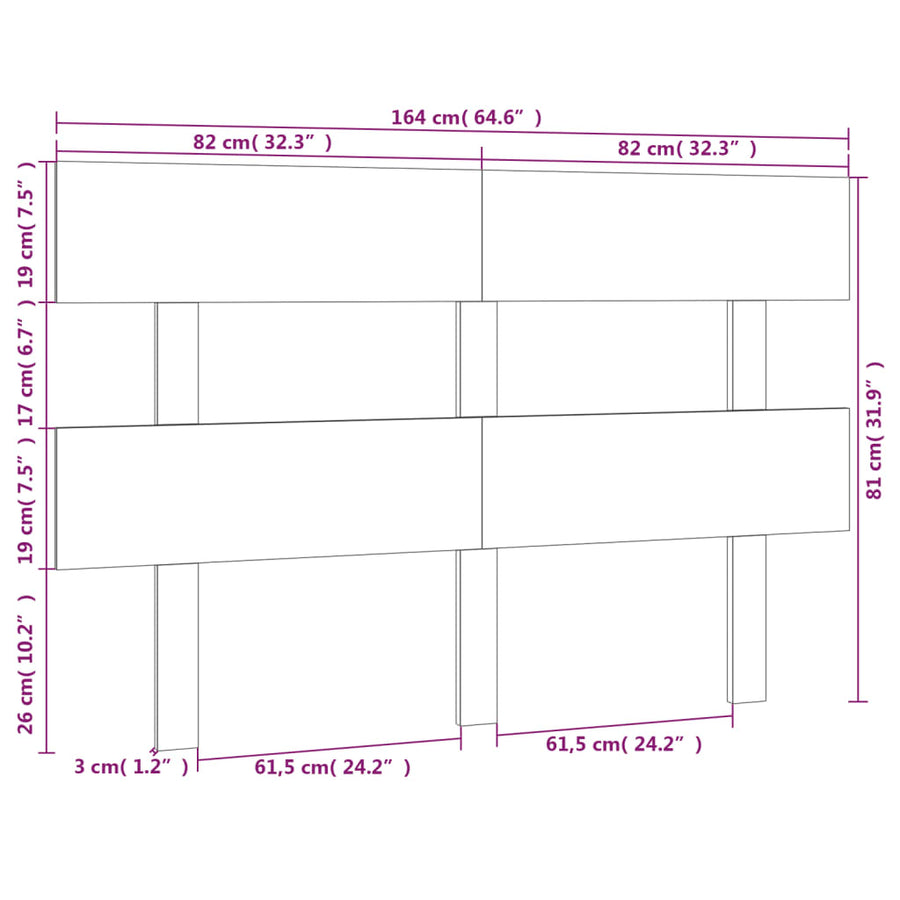 Hoofdbord 164X3X81 Cm Massief Grenenhout