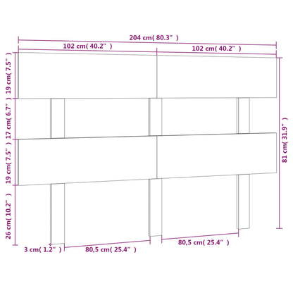 Hoofdbord 204X3X81 Cm Massief Grenenhout Grijs