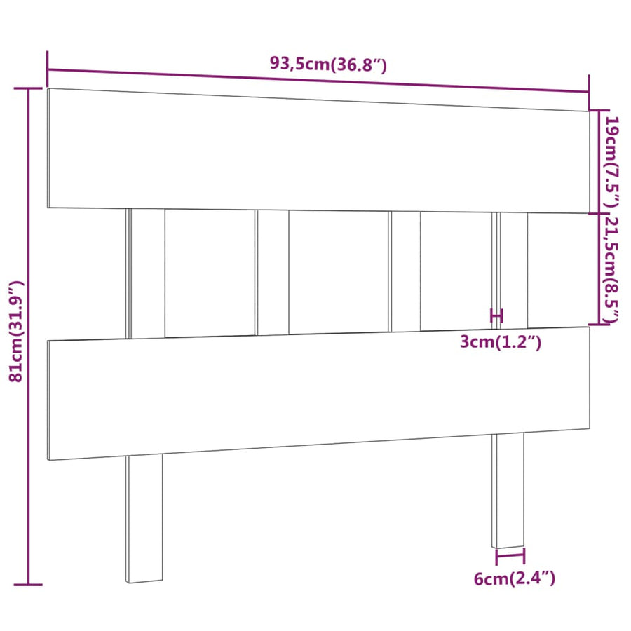 Hoofdbord 93,5X3X81 Cm Massief Grenenhout